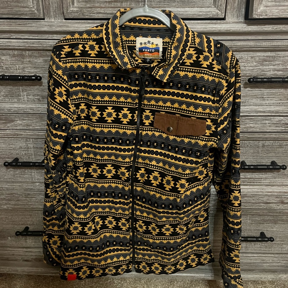 PRNTD by Polymer Shirt Mens L Long Sleeve Full Zip Aztec Southwest Print